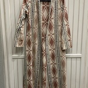 Patterned Tan and Brown Trench Coat